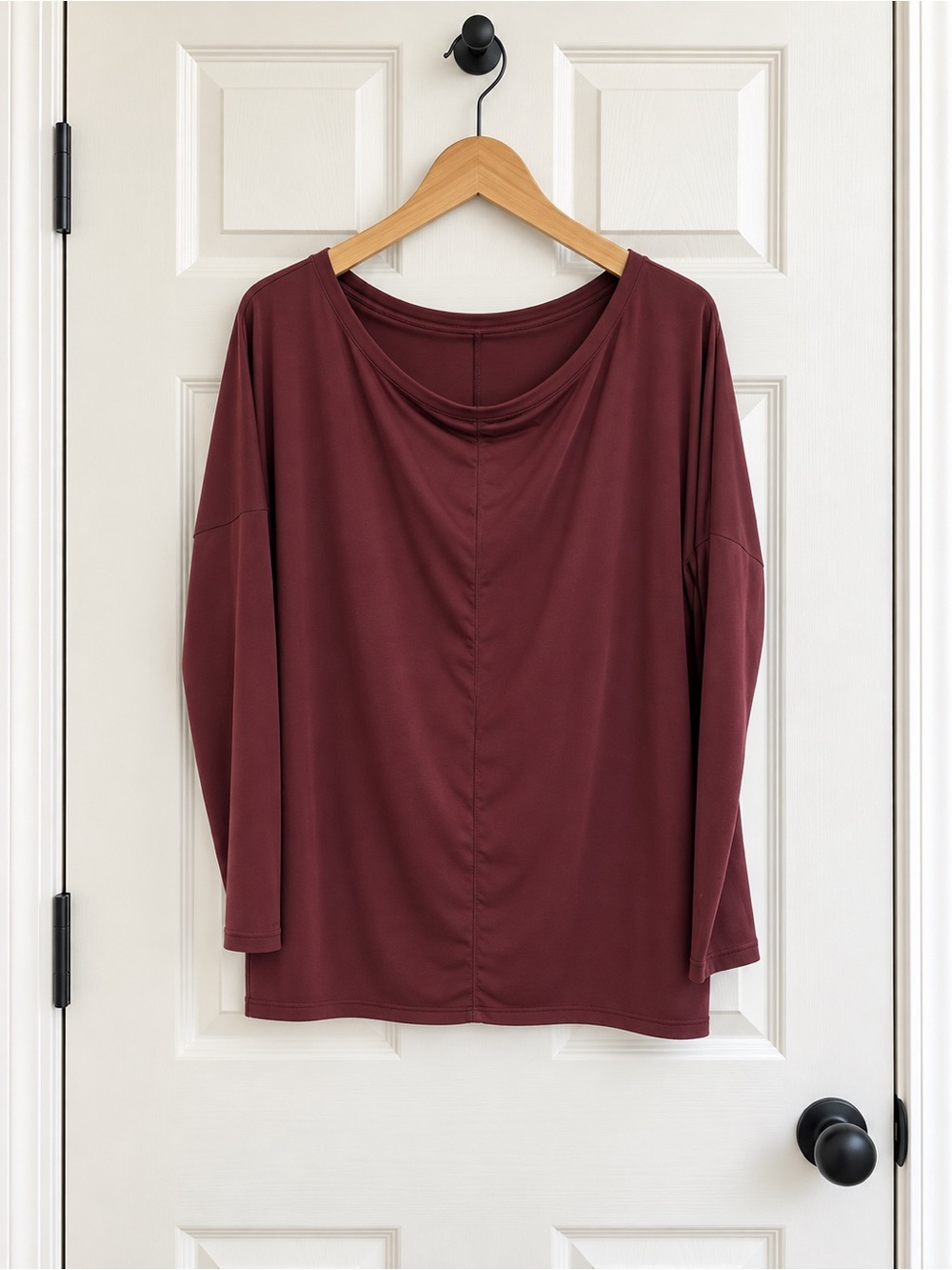 Athleta Women’s Small Burgundy Draped Neck Long Sleeve Top